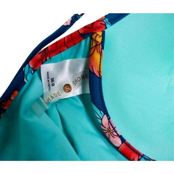 Shade & Shore 36B High Thigh Green Floral 1pc Swim Lined Swimsuit S-M - Picture 7 of 9